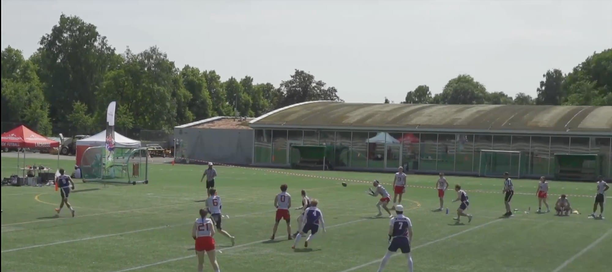 Flag football game action